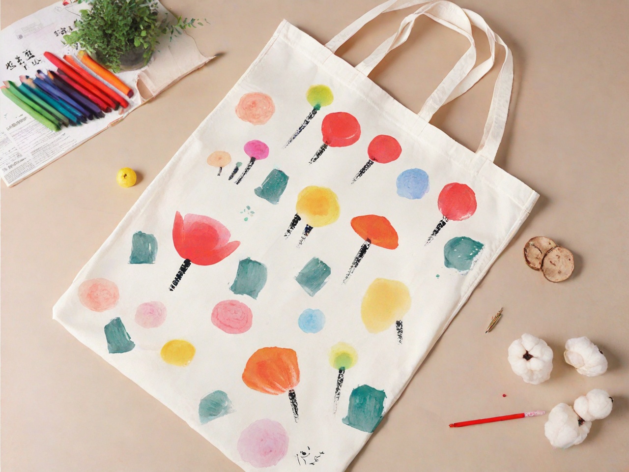 cotton shopping bag with flower pattern