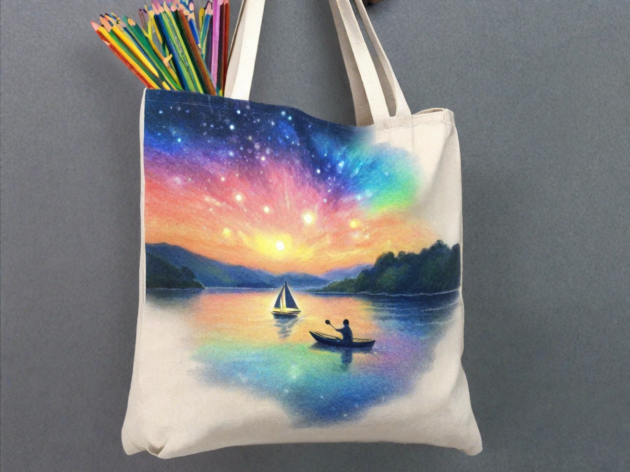 canvas tote bag wholesale with crayon